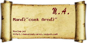 Manácsek Arnó névjegykártya